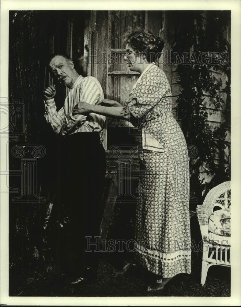 Load image into Gallery viewer, 1980 Press Photo Nancy Marchand &amp; Richard Hamilton in "Morning's At Seven" play
