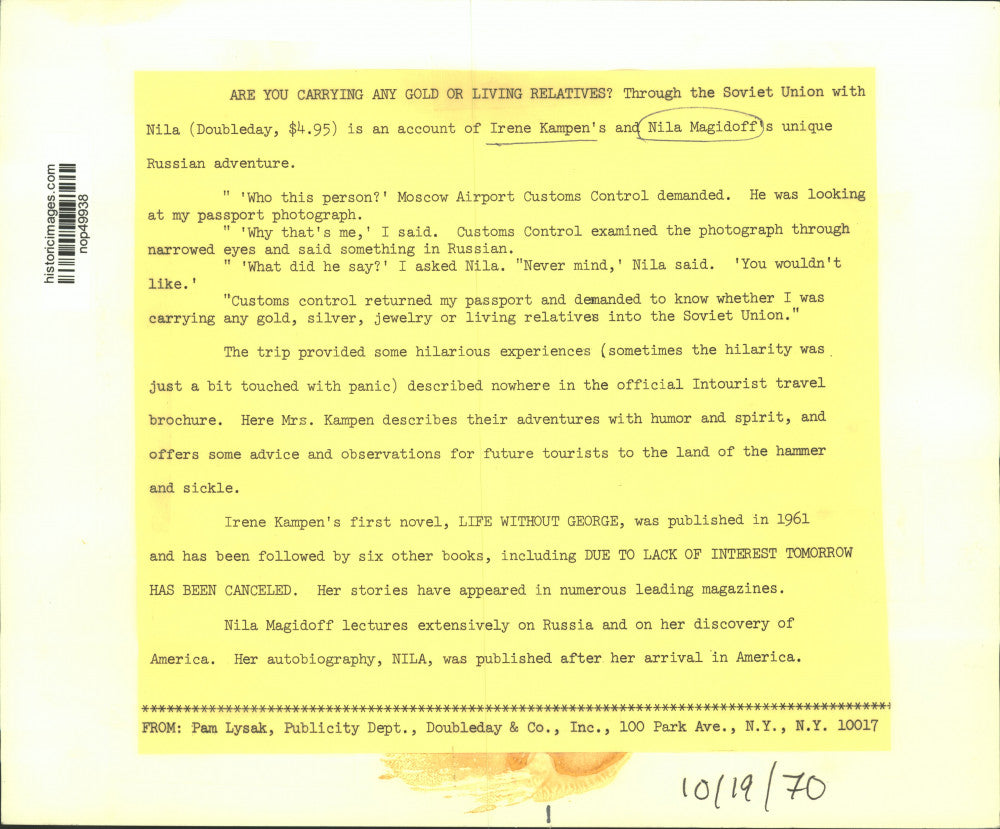 1970 Press Photo Irene Kampen and Nila Magidoff, Authors in composite with book