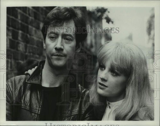 1979 Press Photo Actors Stephen Mackenna, Wendy Morgan in "Birth of the Beatles"