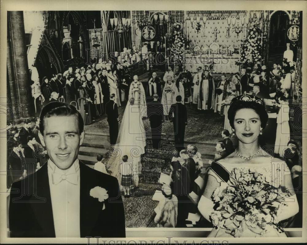 1960 Press Photo Princess Margaret and Anthony Armstrong-Jones at Queen wedding