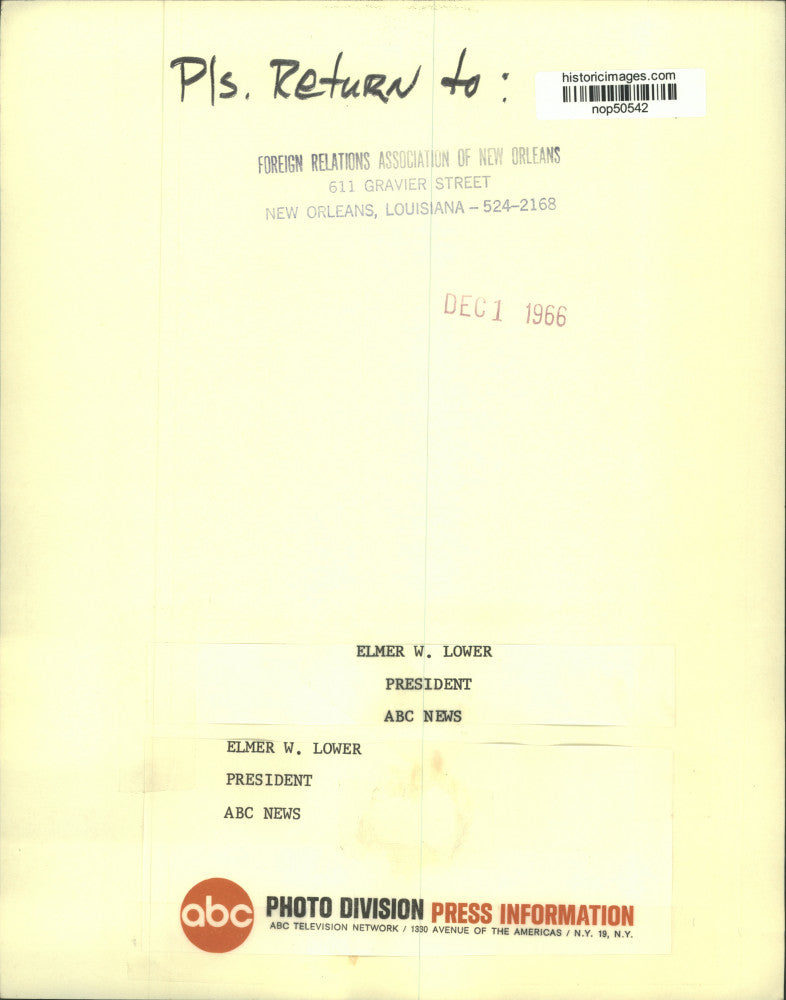 1966 Press Photo Elmer W. Lower, President, ABC News - nop50542