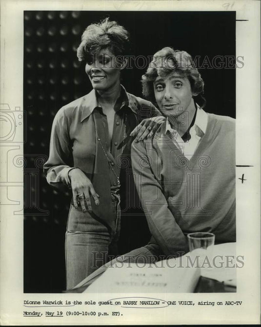 1980 Press Photo Dionne Warwick & Barry Manilow, "One Voice" - nop50693