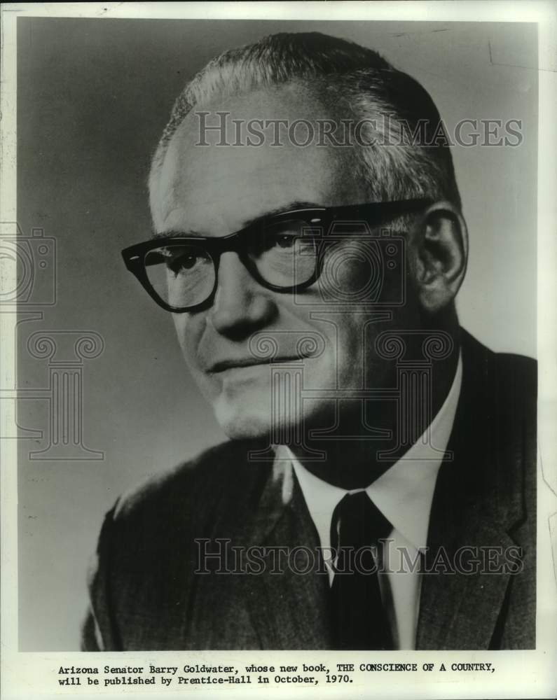 1970 Press Photo Barry Goldwater, Arizona Senator, authors new book - nop51861