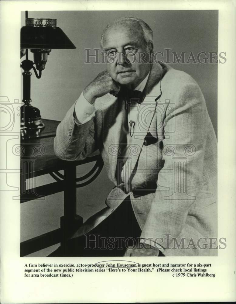 Load image into Gallery viewer, 1979 Press Photo John Houseman guest-hosts Here's to Your Health, on PBS.
