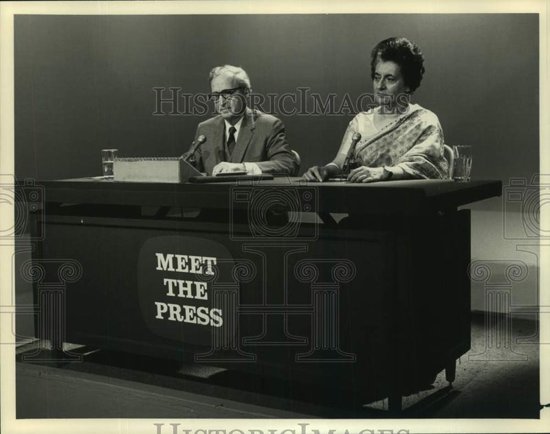 Load image into Gallery viewer, 1971 Press Photo India's Indira Gandhi and Lawrence Spivak on "Meet the Press."
