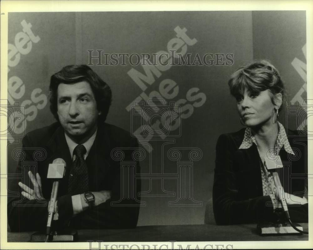 1979 Press Photo Tom Hayden & Jane Fonda on "Meet The Press" interview