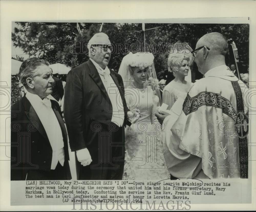 1964 Press Photo Opera Singer Lauritz Melchior wedding day, Hollywood
