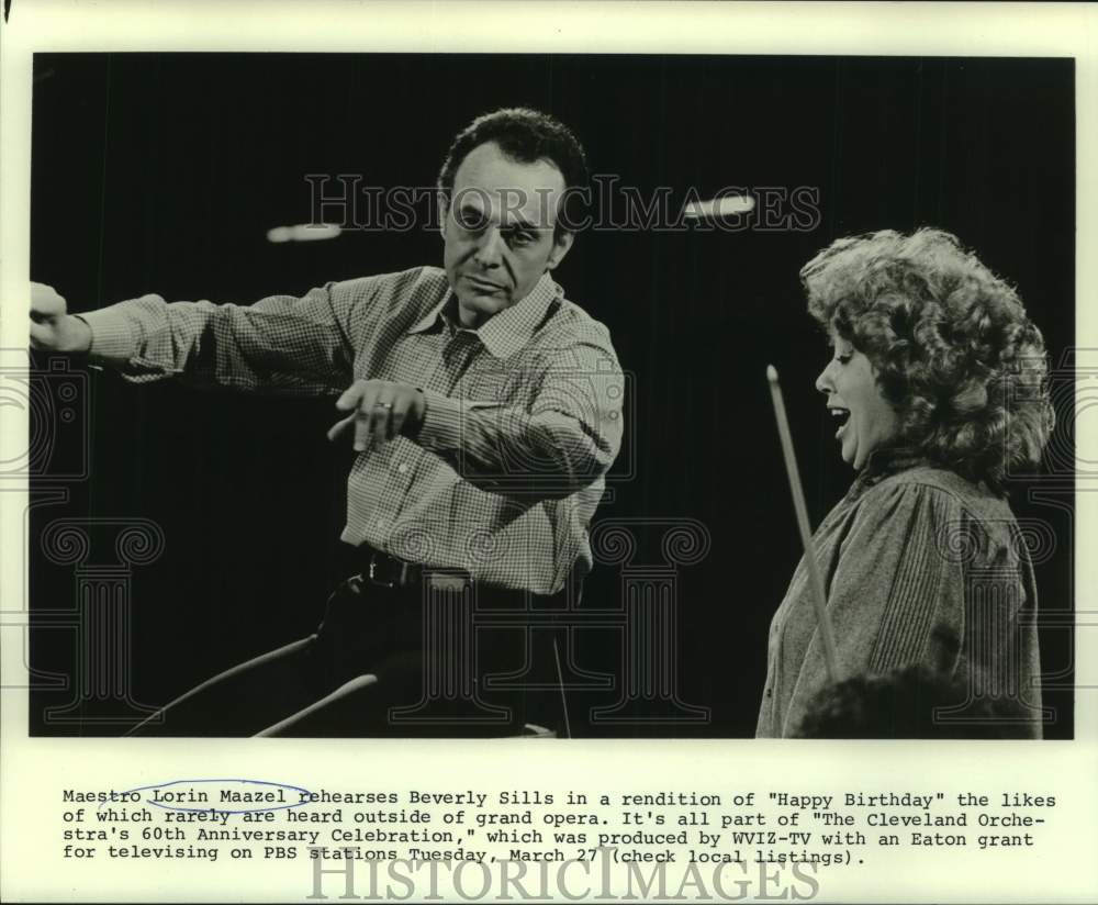 1979 Press Photo Maestro Lorin Maazel rehearses with Beverly Sills - nop54809