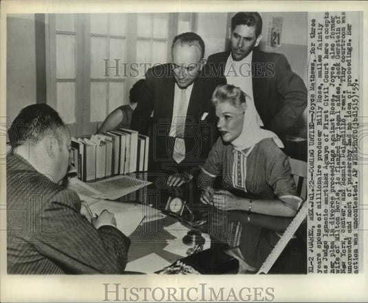 1959 Press Photo Mexico-Joyce Mathews & attorneys obtain divorce from Billy Rose