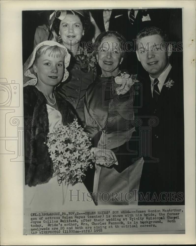 1958 Press Photo Actor James Gordon MacArthur&#39;s wedding day, Pennsylvania