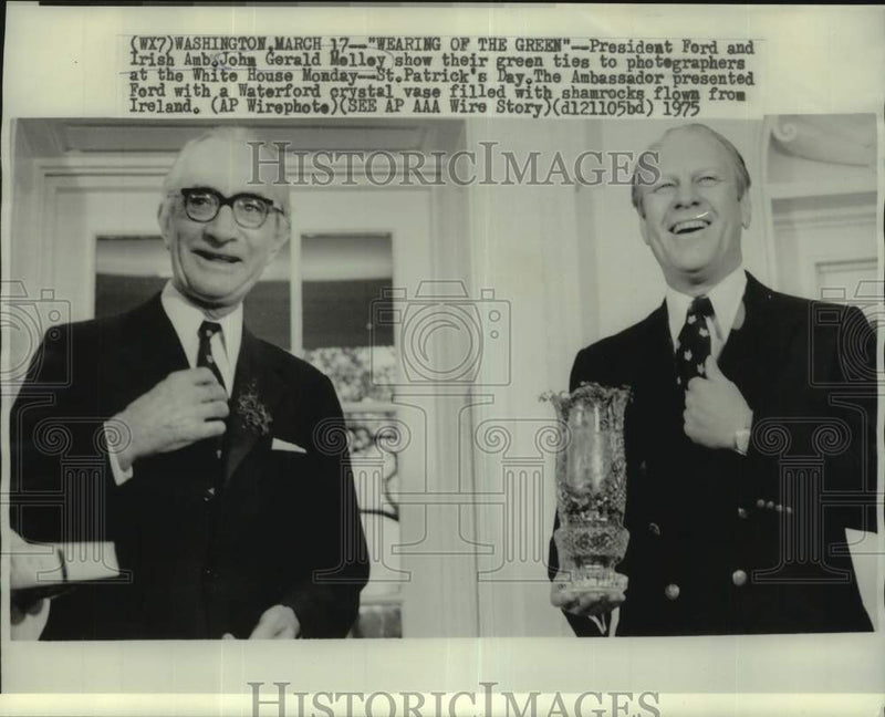 Load image into Gallery viewer, 1975 Press Photo President Ford and Irish Ambassador John Gerald Molley
