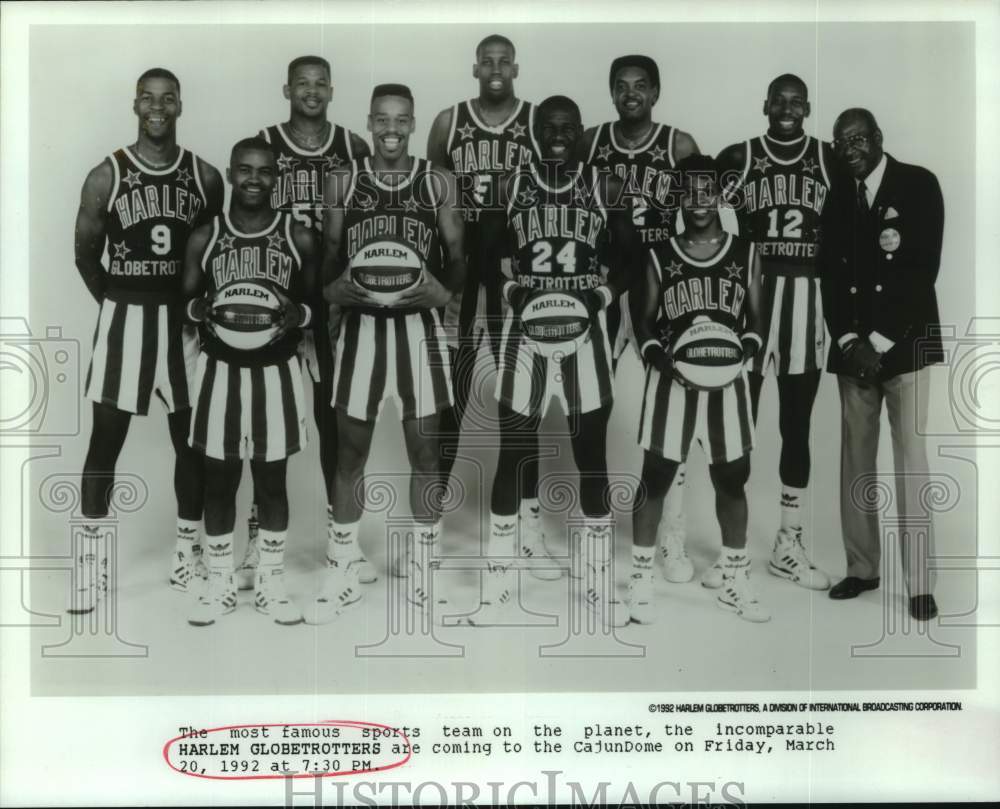 1992 Press Photo Harlem Globetrotters basketball team coming to CajunDome- Historic Images