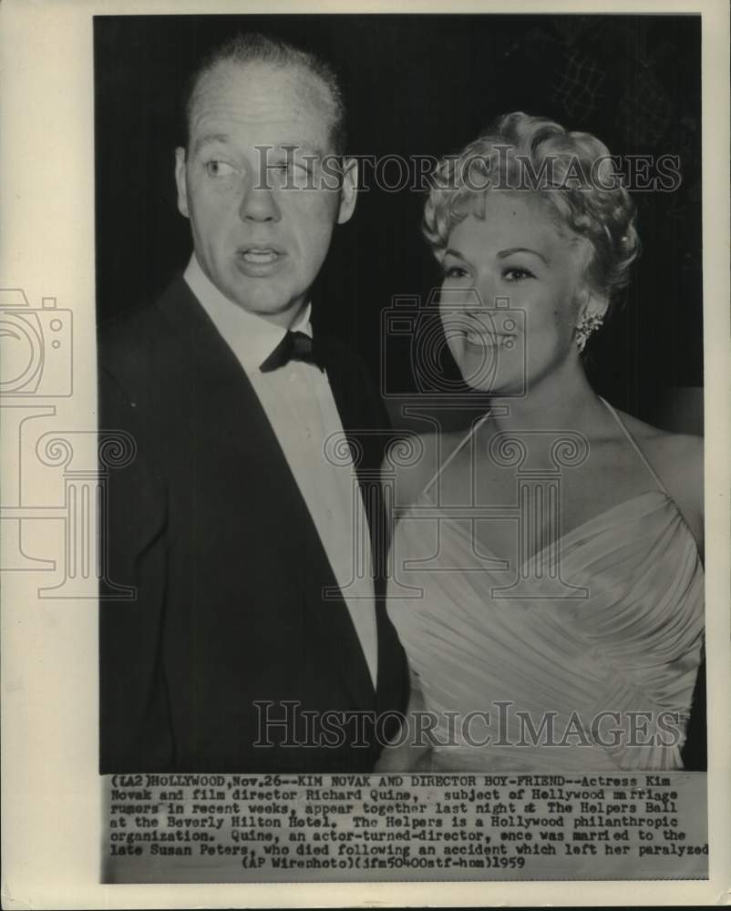 1959 Press Photo Actress Kim Novak and director Richard Quine at Hollywood event- Historic Images