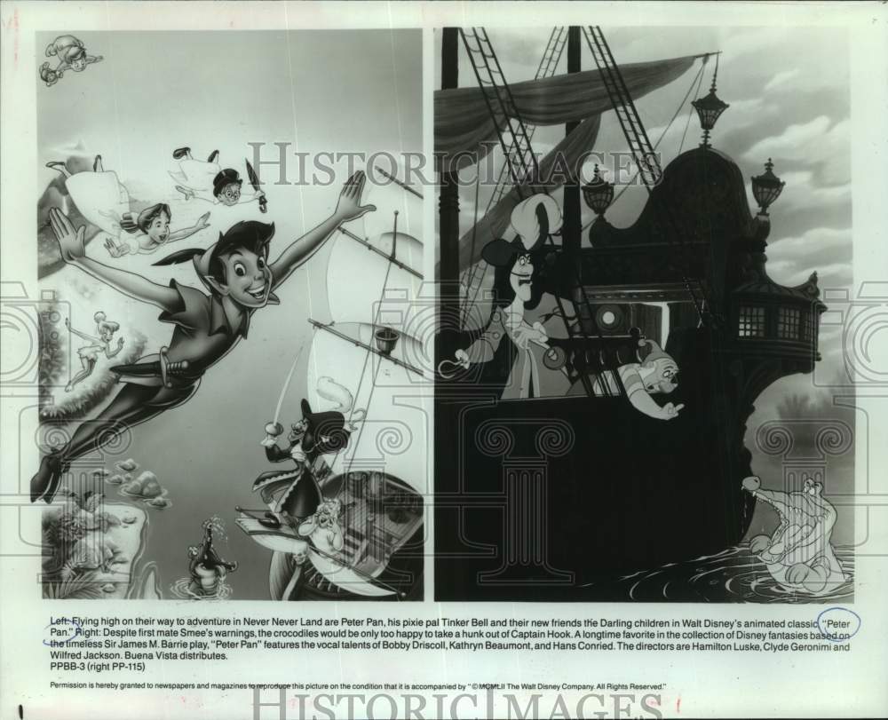 1952 Press Photo Scenes from Peter Pan, Walt Disney&#39;s animated movie.