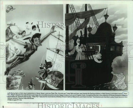 1952 Press Photo Scenes from Peter Pan, Walt Disney's animated movie.