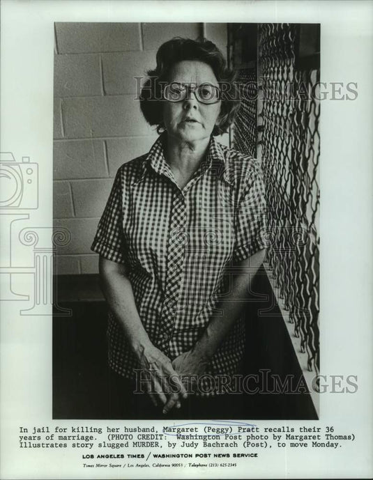 1977 Press Photo Margaret (Peggy) Pratt in jail - nop62714