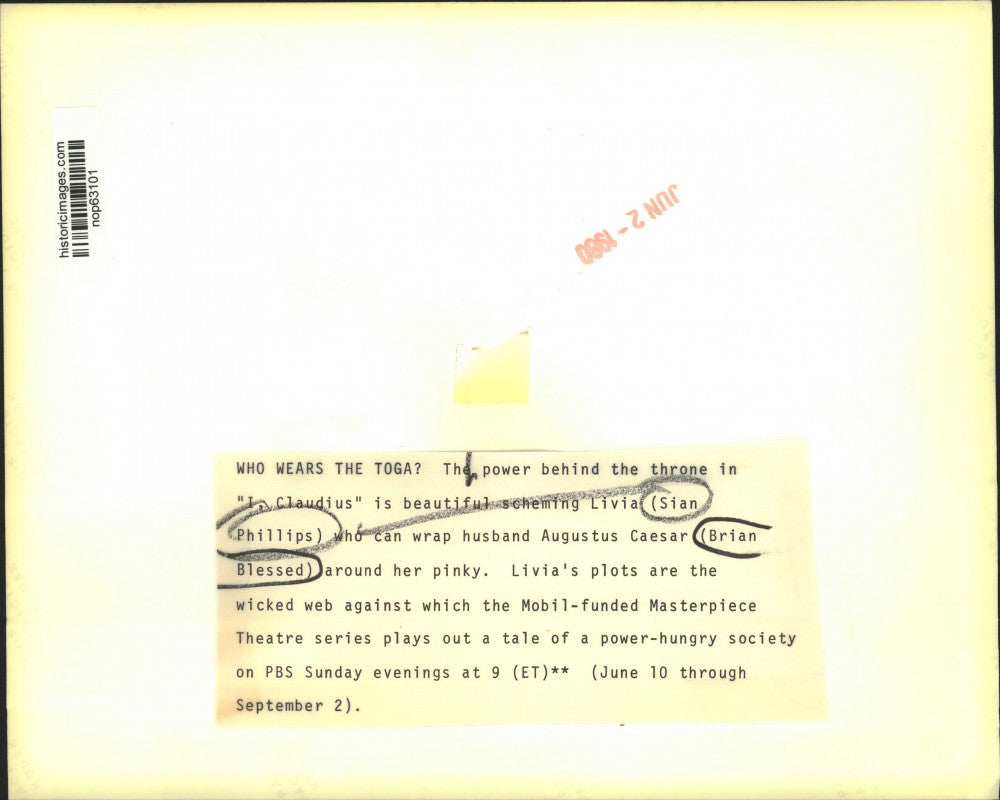 1980 Press Photo Actors Sian Phillips & Brian Blessed in "I, Claudius"