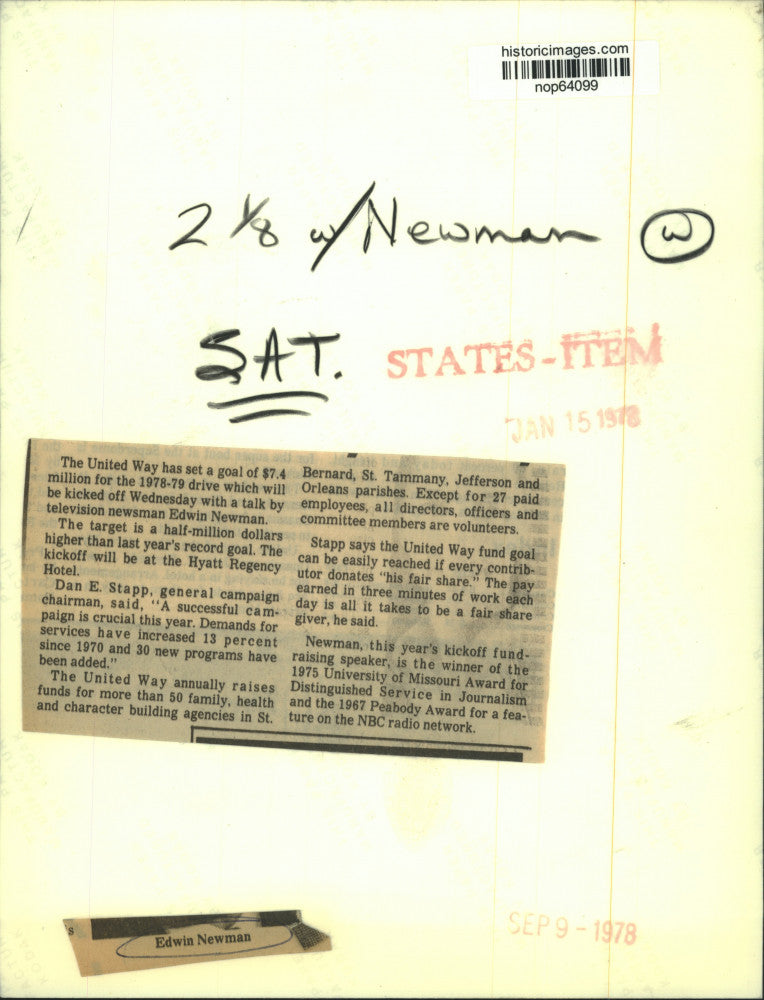 1978 Press Photo Edwin Newman, NBC Television Newsman - nop64099