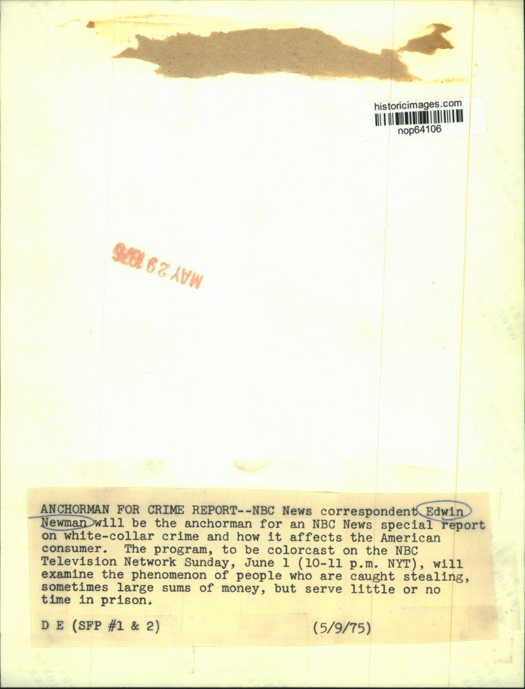 1975 Press Photo NBC News correspondent Edwin Newman, Anchorman on Television