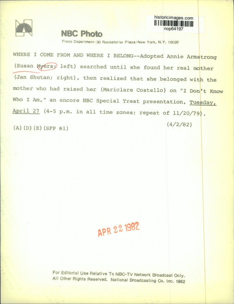 1979 Press Photo Actress Susan Myers, co-stars in "I Don't Know Who I Am"