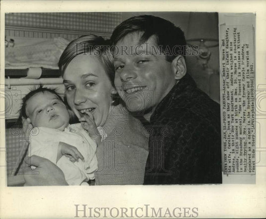 1962 Press Photo Robert & Carole Morse show off daughter Andrea in New York.