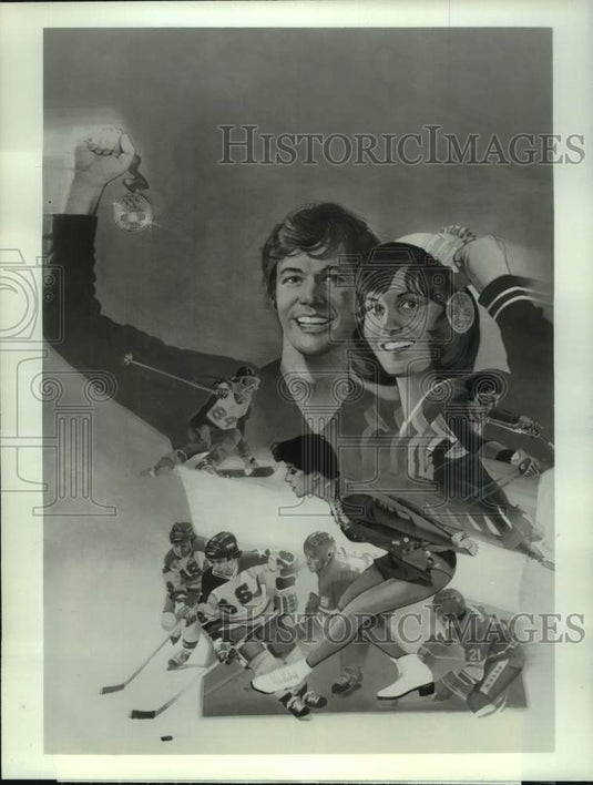 1984 Press Photo Artwork from 1984 Winter Olympics at Sarajevo, Yugoslavia.- Historic Images