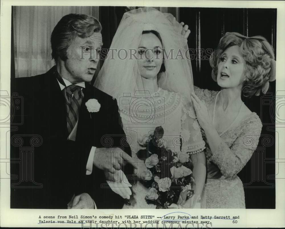 1971 Press Photo Larry Parks, Betty Garrett & Valerie von Volz in "Plaza Suite."