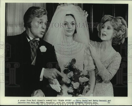 1971 Press Photo Larry Parks, Betty Garrett & Valerie von Volz in "Plaza Suite."