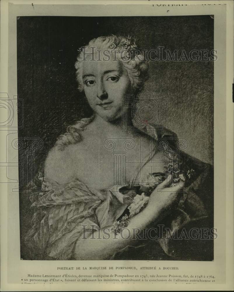 1949 Press Photo A portrait of Madame Pompadour, Jeanne Antoinette Poisson.