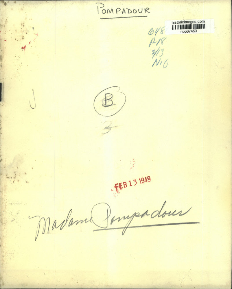 1949 Press Photo A portrait of Madame Pompadour, Jeanne Antoinette Poisson.