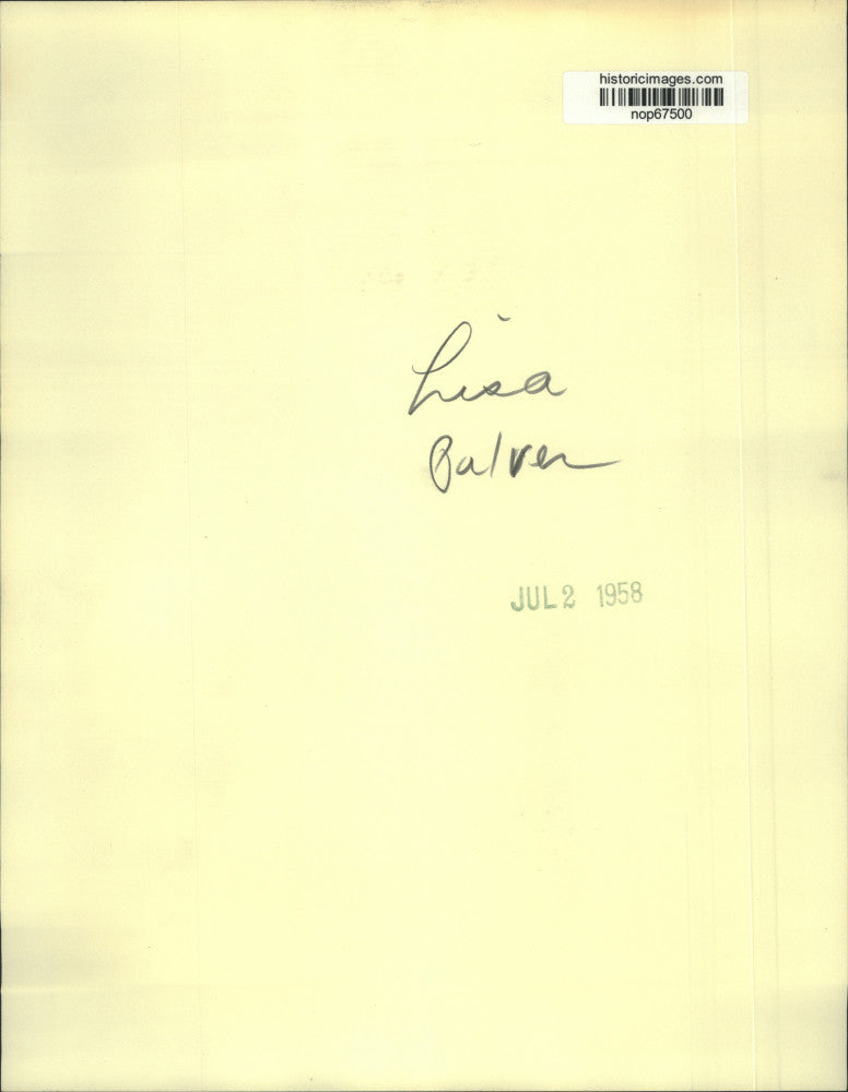 1957 Press Photo Lisa Pulver, actress - nop67500