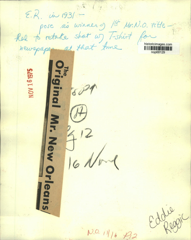 1931 Press Photo Eddie Reggie, The Original Mr. New Orleans - nop68129