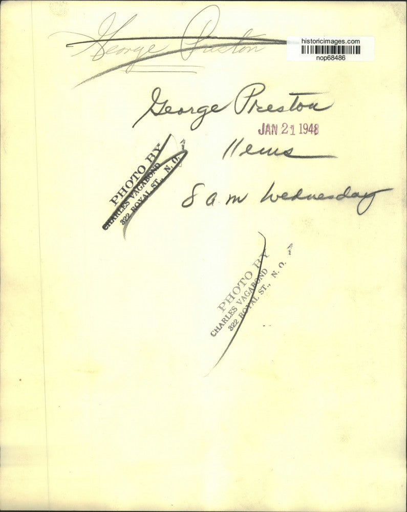 1948 Press Photo George Preston, portrait - nop68486