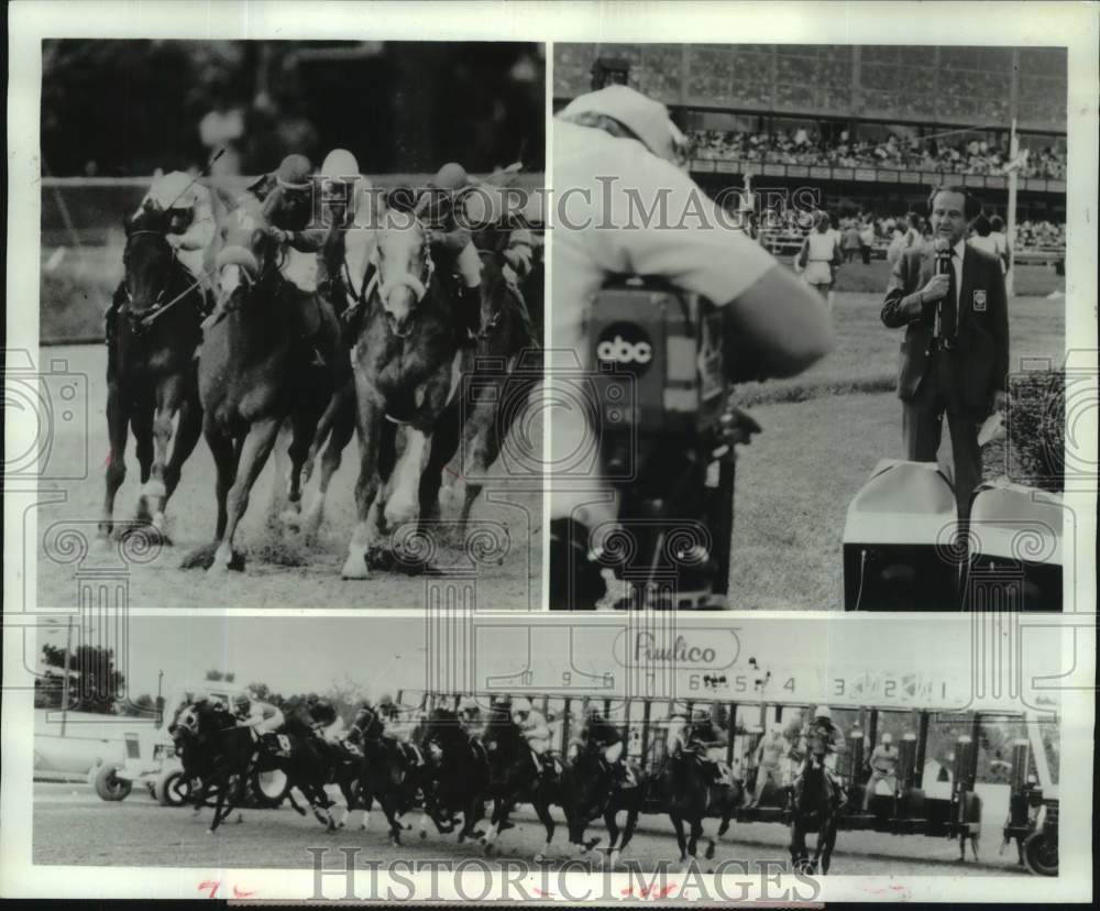 1985 Press Photo Commentator Jim McKay covers &quot;The Preakness Stakes.&quot; on ABC.- Historic Images