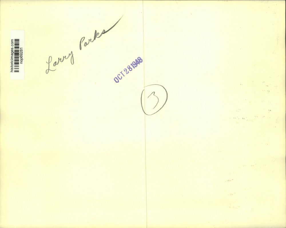 1948 Press Photo Larry Parks and Marguerite Chapman in "The Gallant Blade"