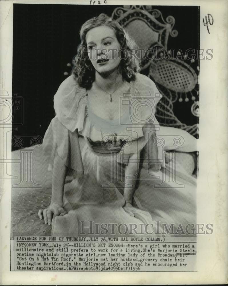 1956 Press Photo Majorie Steele, star of the play &quot;Cat On A Hot Tin Roof&quot;