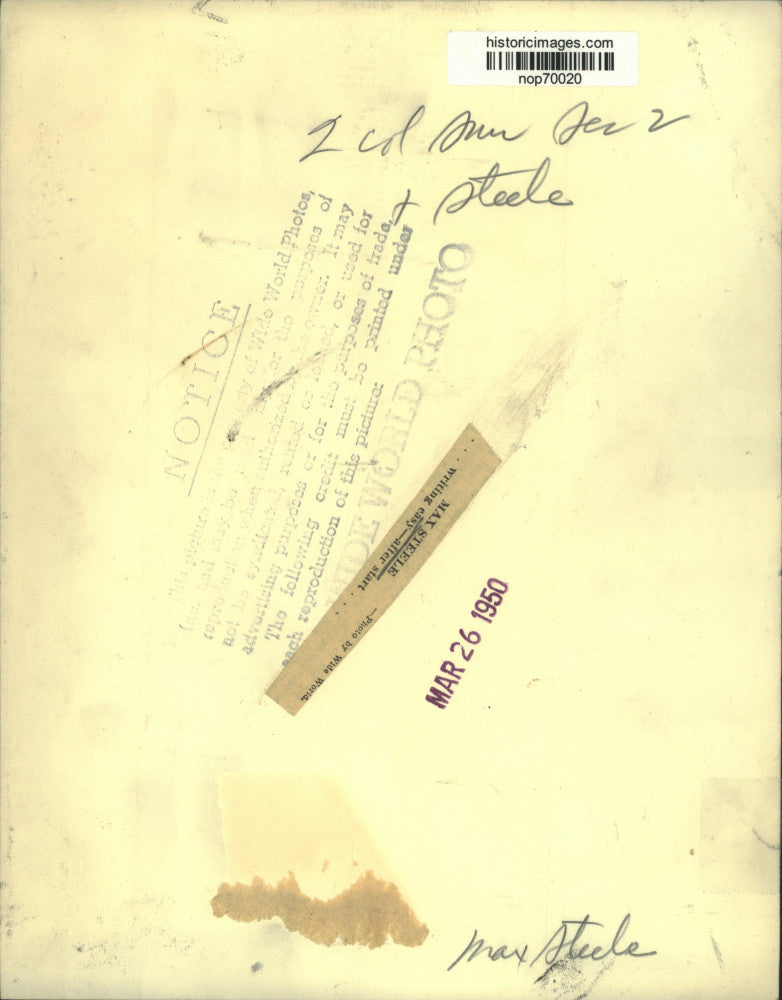 1950 Press Photo Max Steele, author, writing easy, after start - nop70020