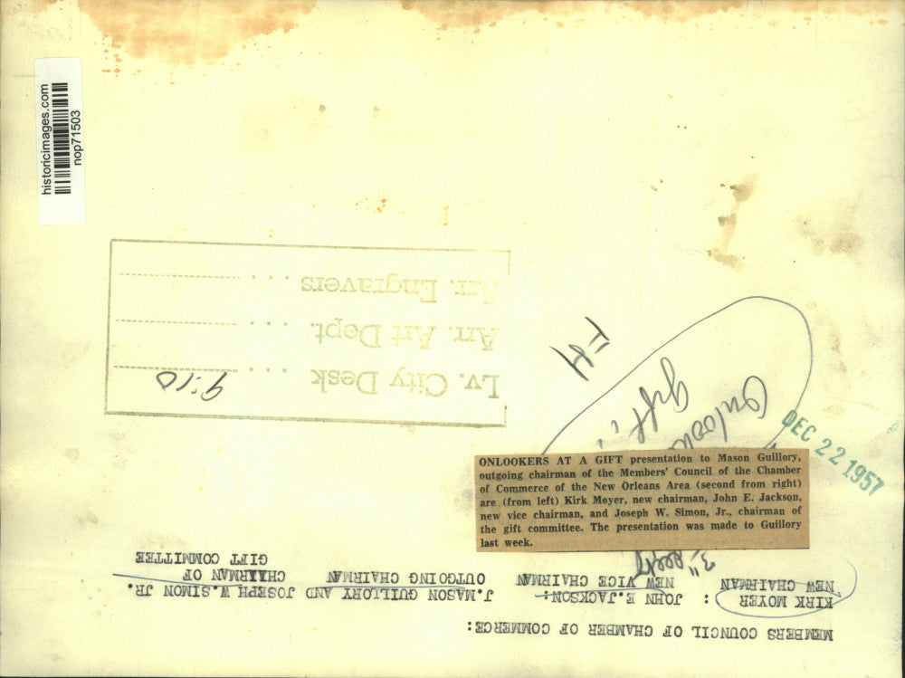 1957 Press Photo Members of the Chamber of Commerce, New Orleans Area