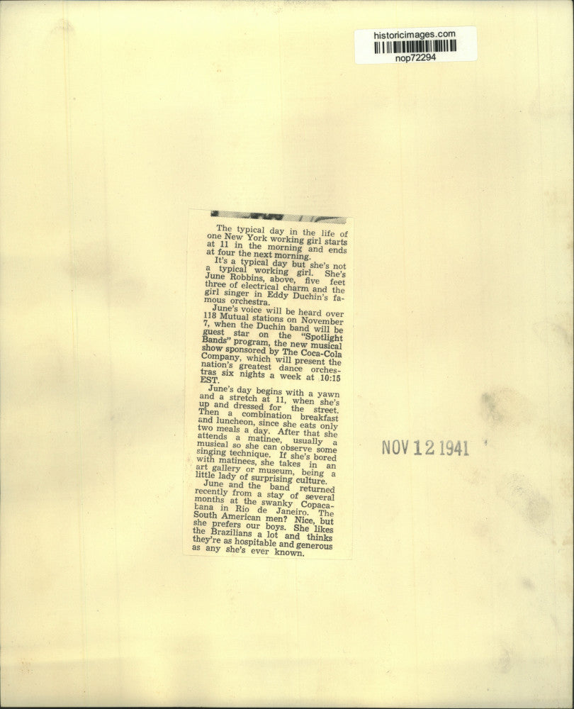 1941 Press Photo June Robbins to perform in "Spotlight Bands" - nop72294