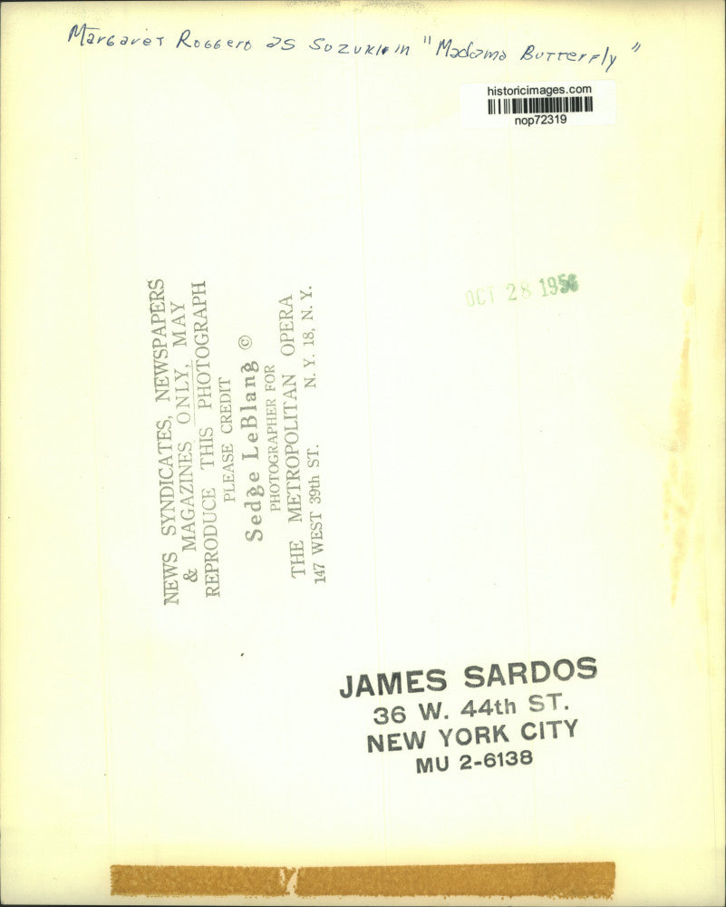 1956 Press Photo Margaret Roggero as Suzuki in "Madame Butterfly" - nop72319