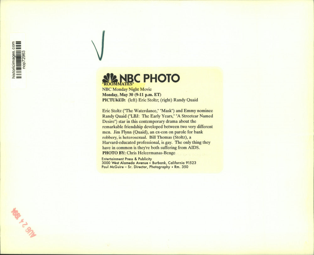 1994 Press Photo Actors Eric Soltz, Randy Quaid in "Roommates" on NBC Television