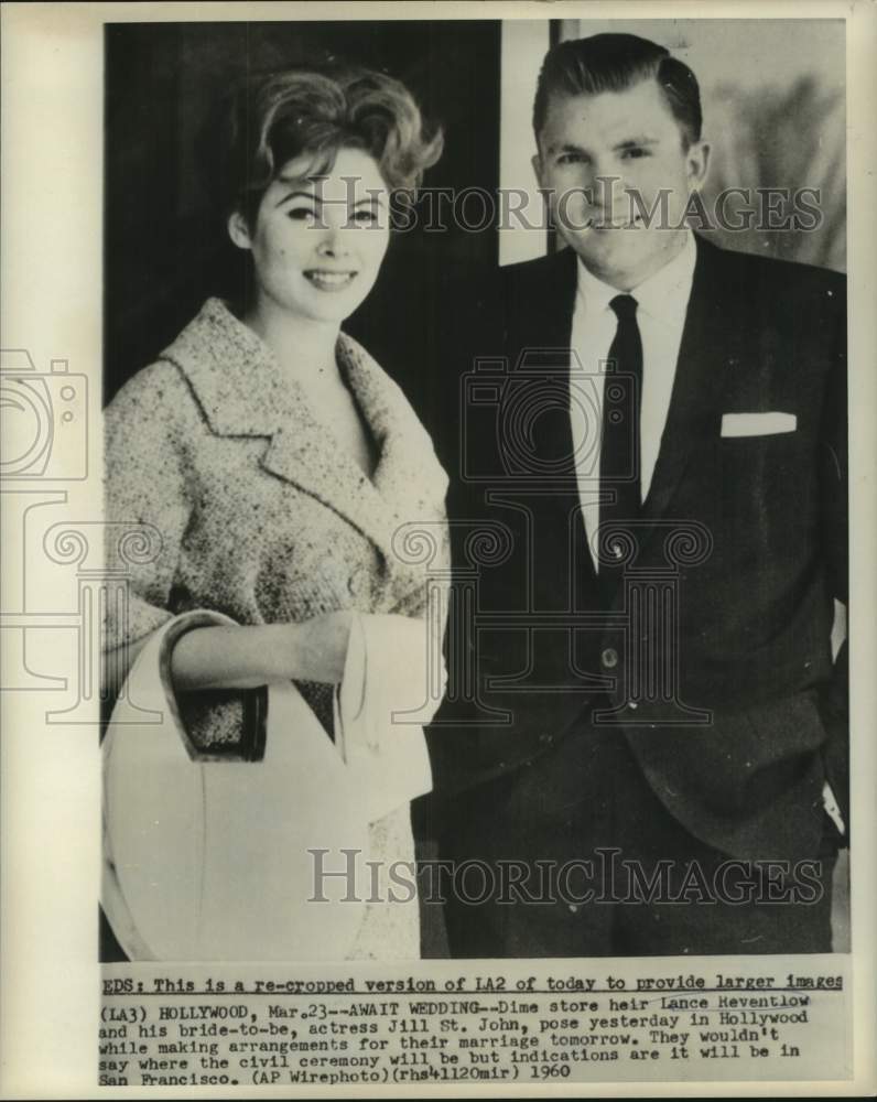 1960 Press Photo Lance Reventlow and Jill St. John pose in Hollywood.