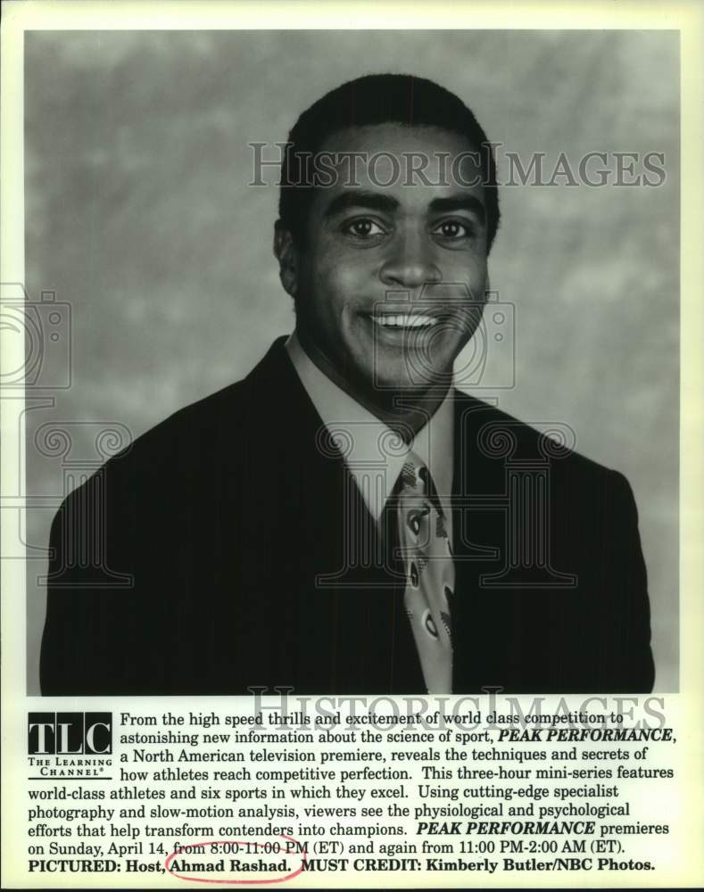 Press Photo The Learning Channel&#39;s Peak Performance host Ahmad Rashad- Historic Images