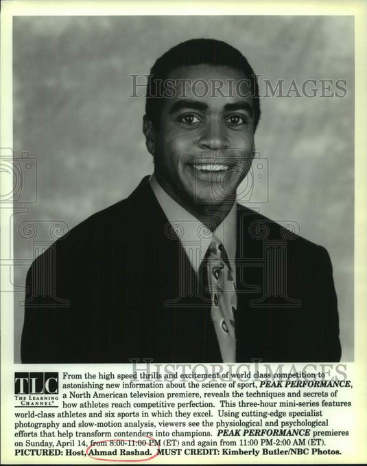 Press Photo The Learning Channel's Peak Performance host Ahmad Rashad- Historic Images