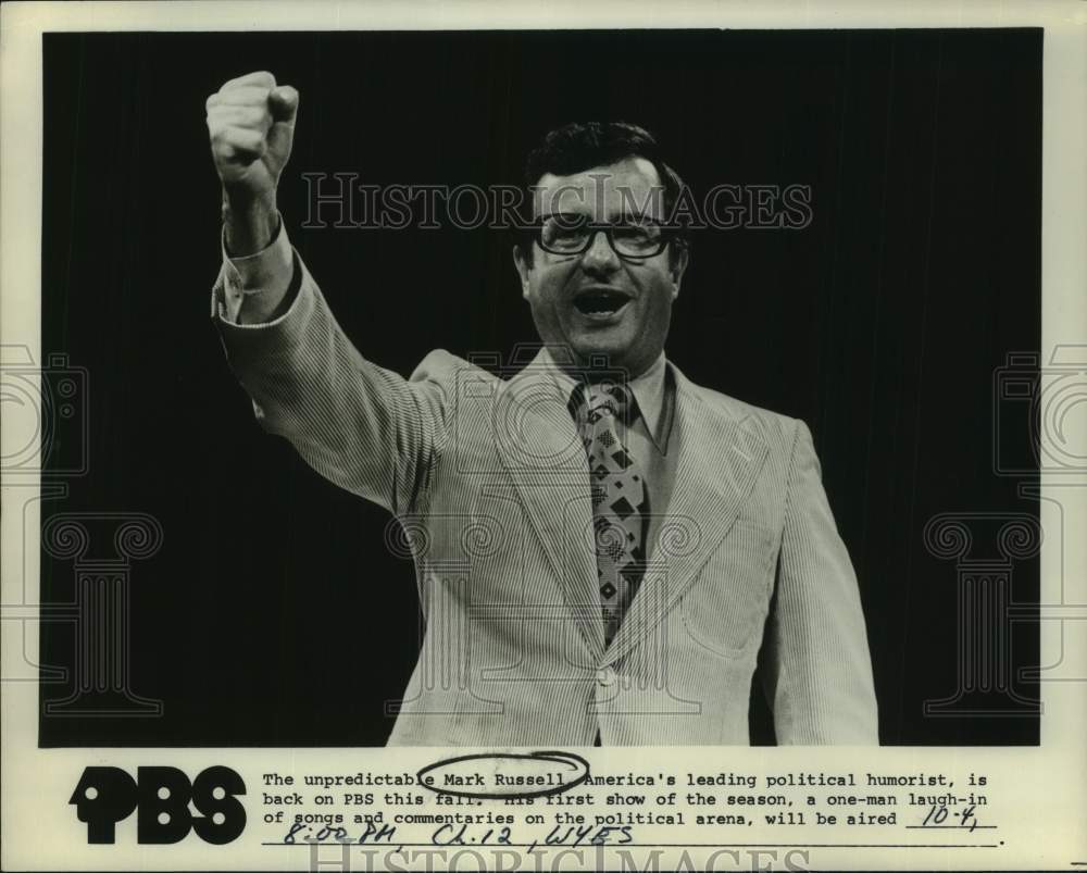 1980 Press Photo Mark Russell, America&#39;s leading political humorist on PBS