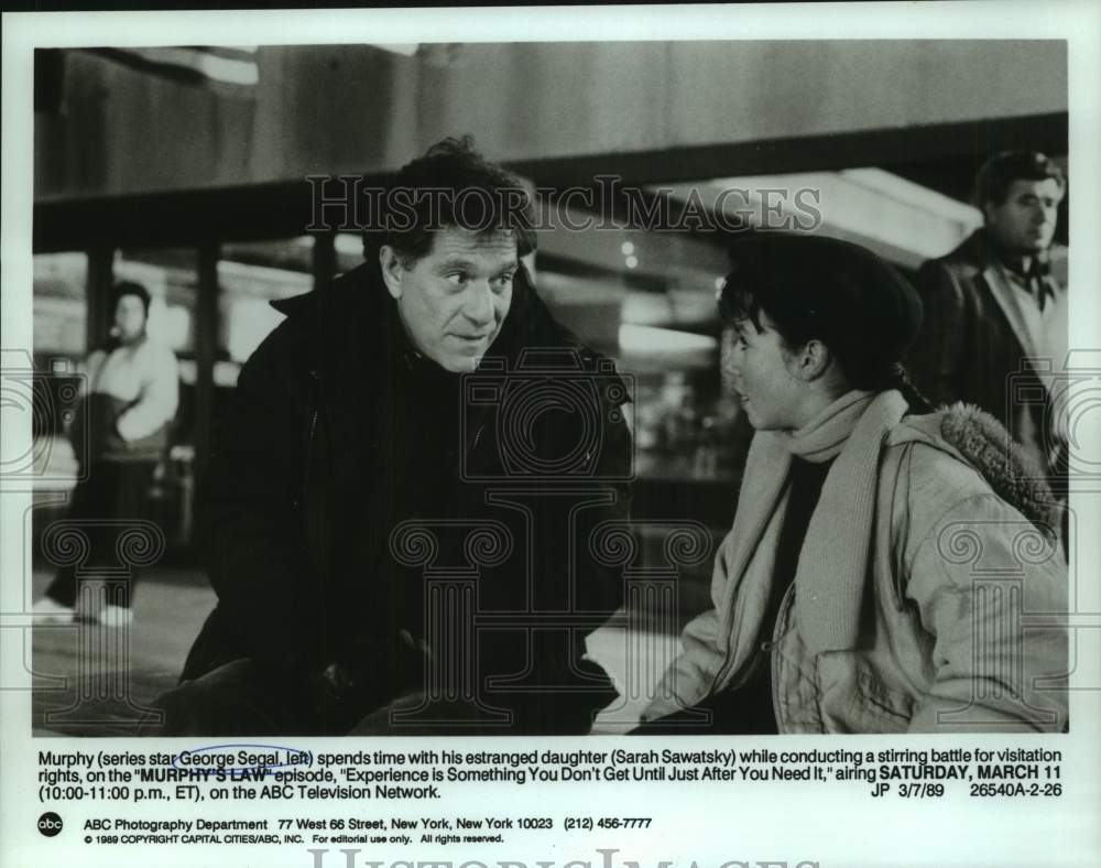 1989 Press Photo George Segal and Sarah Sawatsky star in "Murphy's Law," on ABC