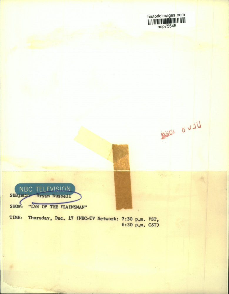 1959 Press Photo Bryan Russell with a horse in "Law of the Plainsman" on NBC-TV.