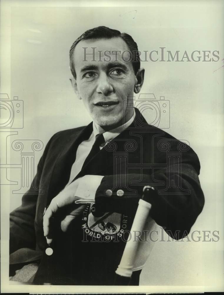 Press Photo Chris Schenkel, sportscaster on ABC&#39;s Wide World of Sports.- Historic Images