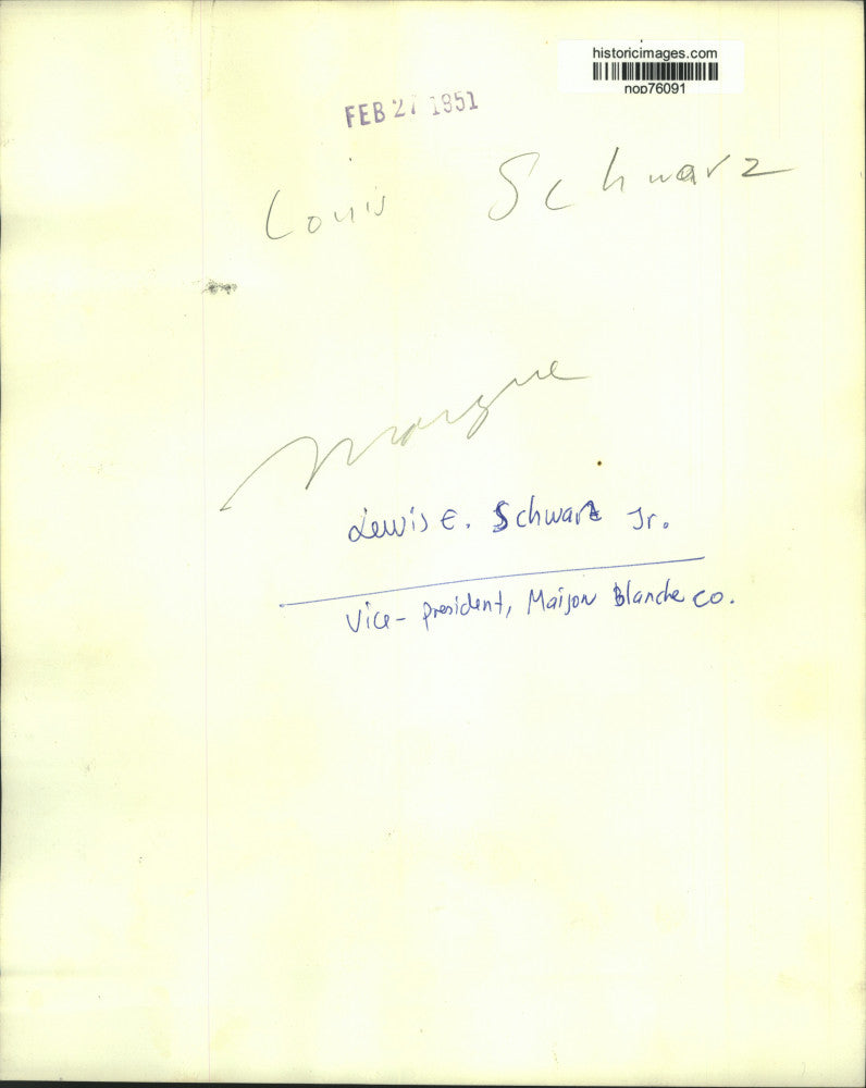 1951 Press Photo Louis Schwarz Jr., Vice President, Maison Blanche Company.