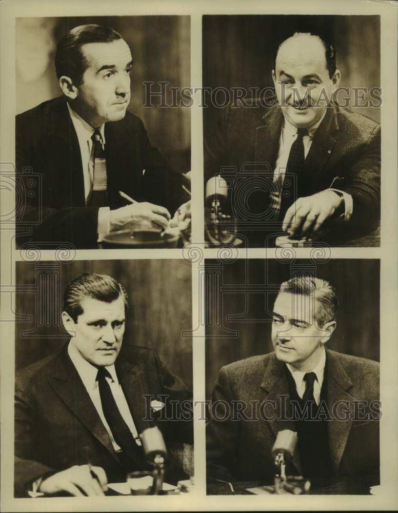 Load image into Gallery viewer, 1957 Press Photo David Schoenbrun and other top CBS newsmen on CBS Special
